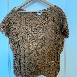 Vintage Brown leather Knit Women's top